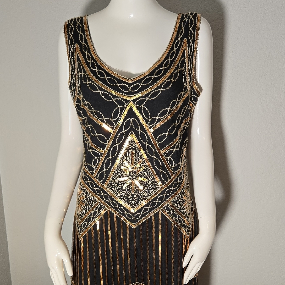Black and Gold Beaded Dress - Picture 3 of 8
